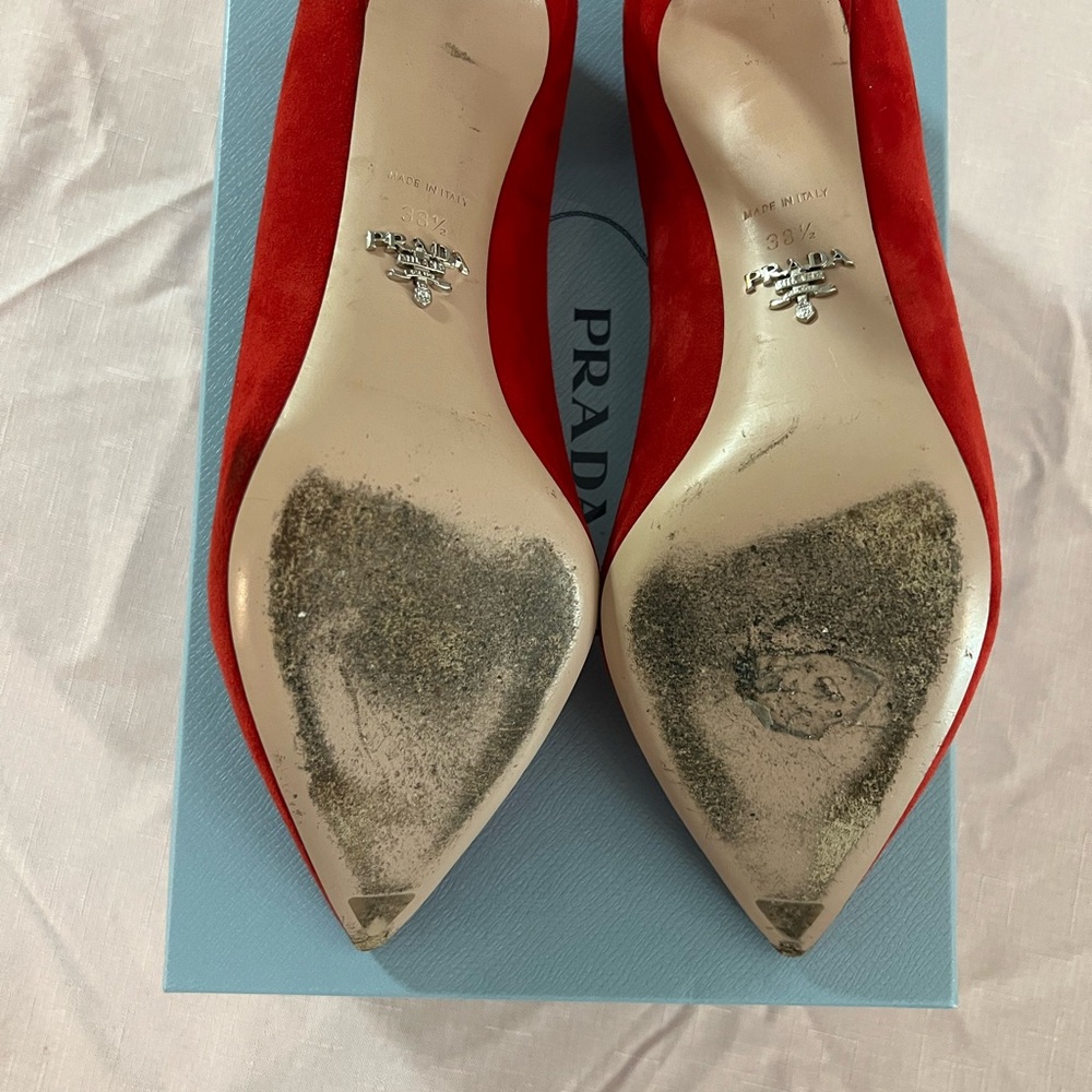 Prada Red Suede Pumps - Picture 6 of 12